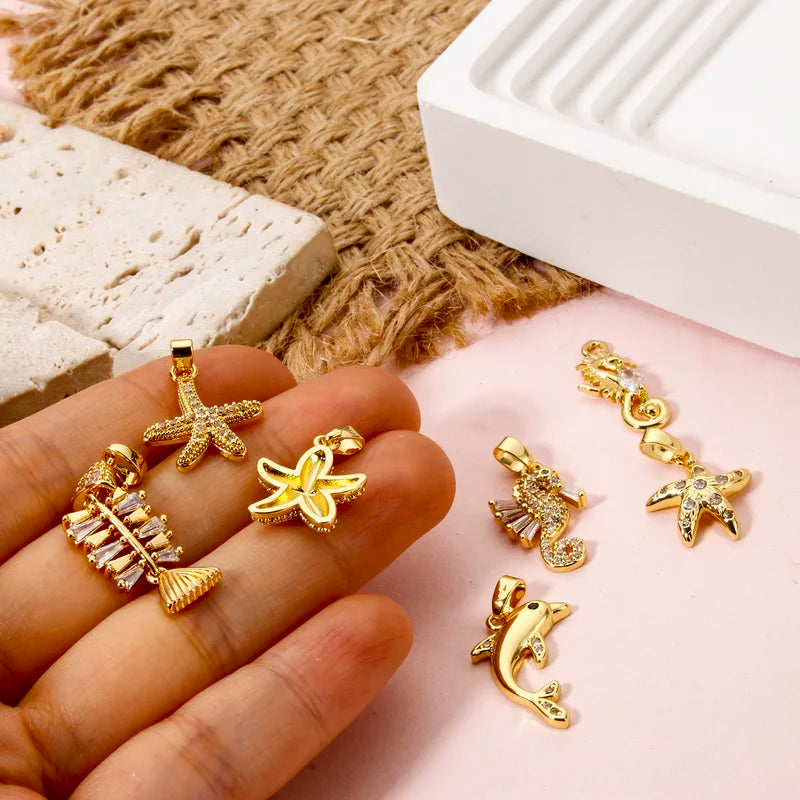 Ocean Charms Pendant Set for Jewelry Making - Dolphin Starfish Seahorse