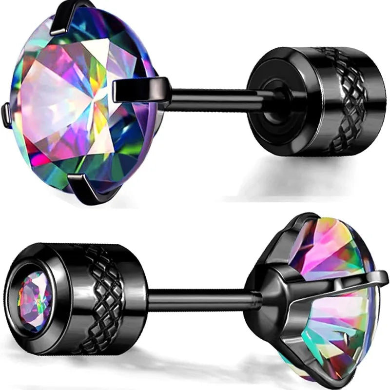 Hypoallergenic CZ Earrings for Sensitive Ears - Stainless Steel Studs for Women Men