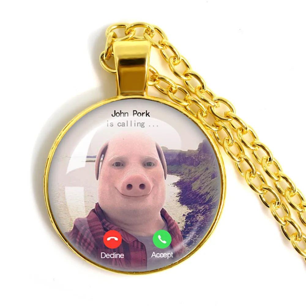 Funny Pig Lover Necklace with Angel Wings Pendant - Humorous Jewelry Gift