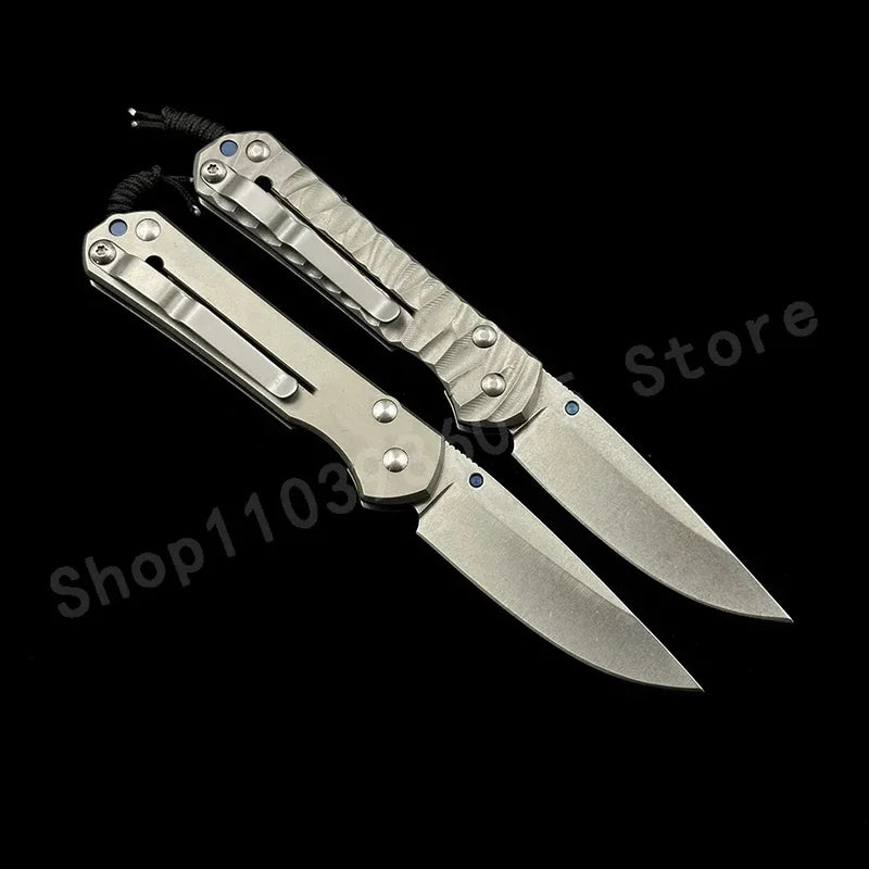 Folding Survival Knife with Titanium Alloy Handle and D2 Steel Blade