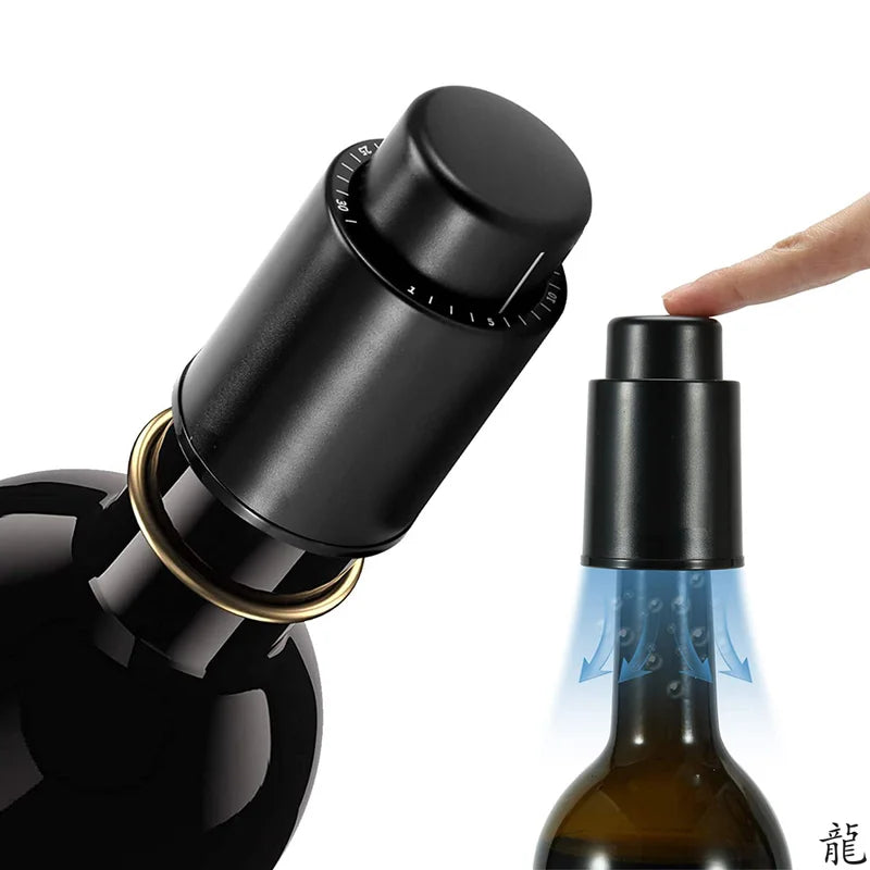 Reusable Vacuum Wine Bottle Stoppers with Date Record - Keep Wine Fresh