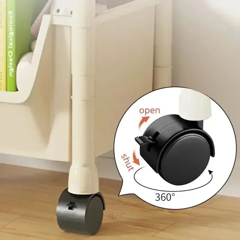 Multi-Functional Plastic Rolling Utility Cart with Wheels for Kitchen Bathroom Living Room Office