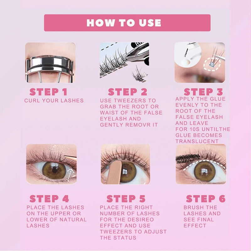 False Eyelashes Mix 32 Rows Natural DIY Extension Supplies Multi Style