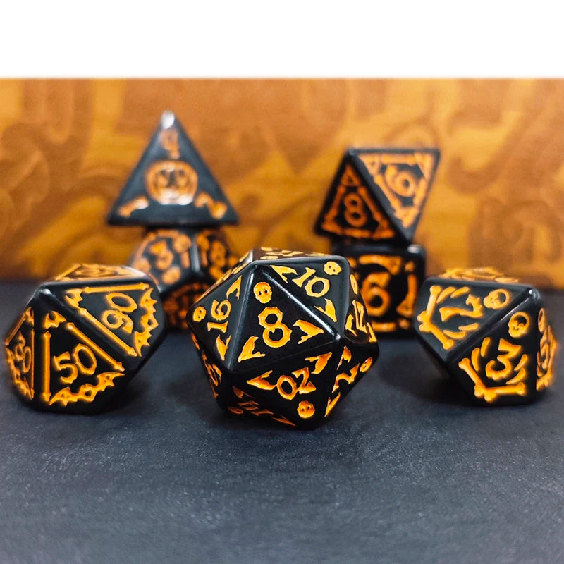 Halloween Dice Set 7pcs for DND RPG Tabletop Games D20 D12 D10 D8 D6 D4 Accessories