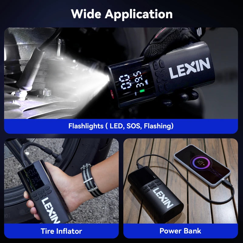 Wireless Cordless Bicycle Pump with Digital Pressure LCD LED Light 4000mAh