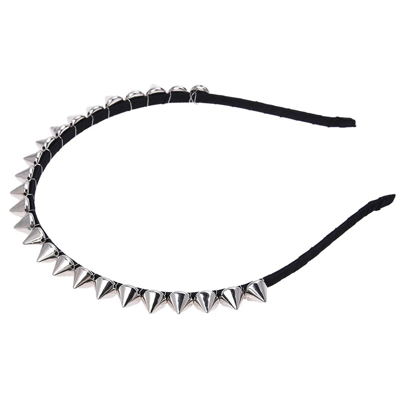 Metal Rivet Headband Punk Hair Accessory with Spike Studs for Women
