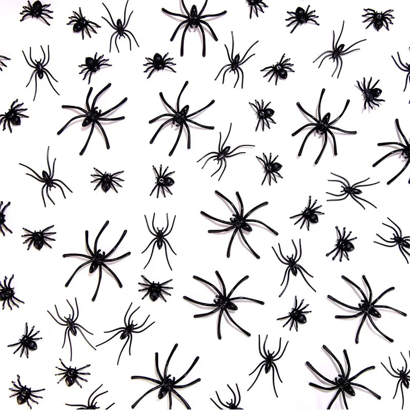 Mini Fake Plastic Spiders for Halloween DIY Party Decorations - Black