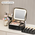 Travel Makeup Train Case with LED Lighted Mirror, Adjustable Dividers & 3 Light Settings
