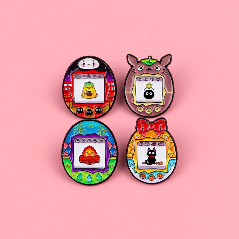 4pcs Enamel Manga Elf Pins Set - Cute Metal Brooches for Bags & Clothing