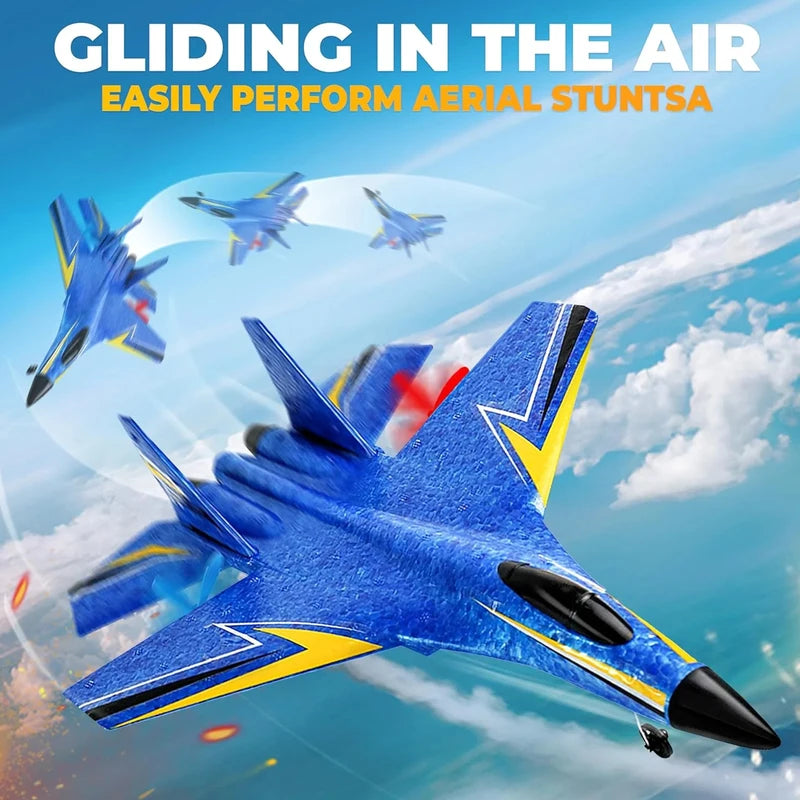 RC Fighter Jet Toy - Fixed-Wing Remote Control Plane with Gyroscope & Lightweight Foam