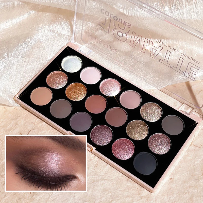 18-Color Earth Tone Eyeshadow Palette - Matte & Shimmer Versatile Makeup