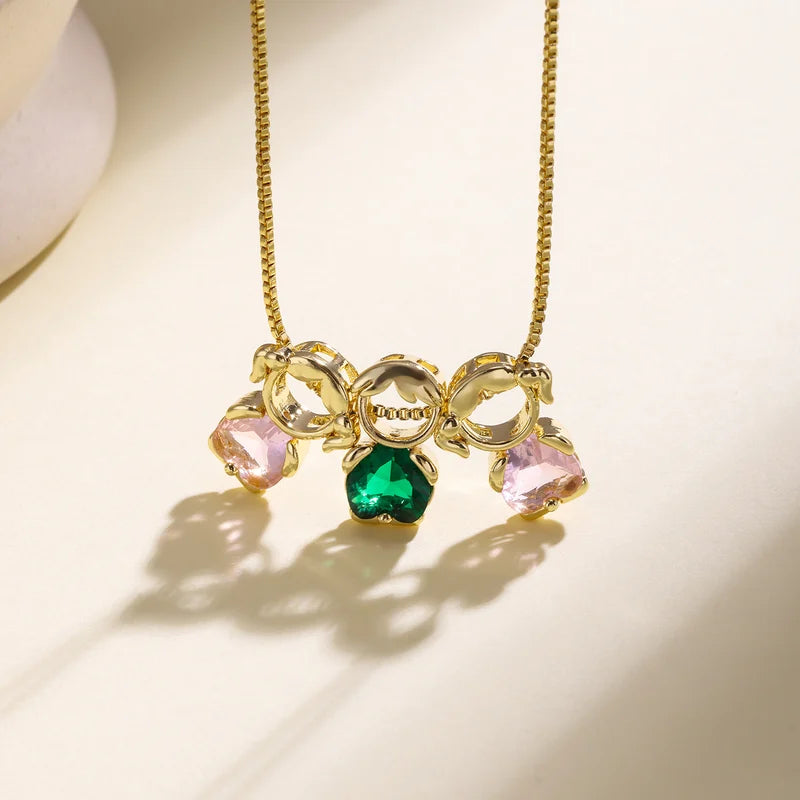 Birthstone Charm Necklace for Women - Heart Pendant with Cubic Zirconia, Gift Jewelry