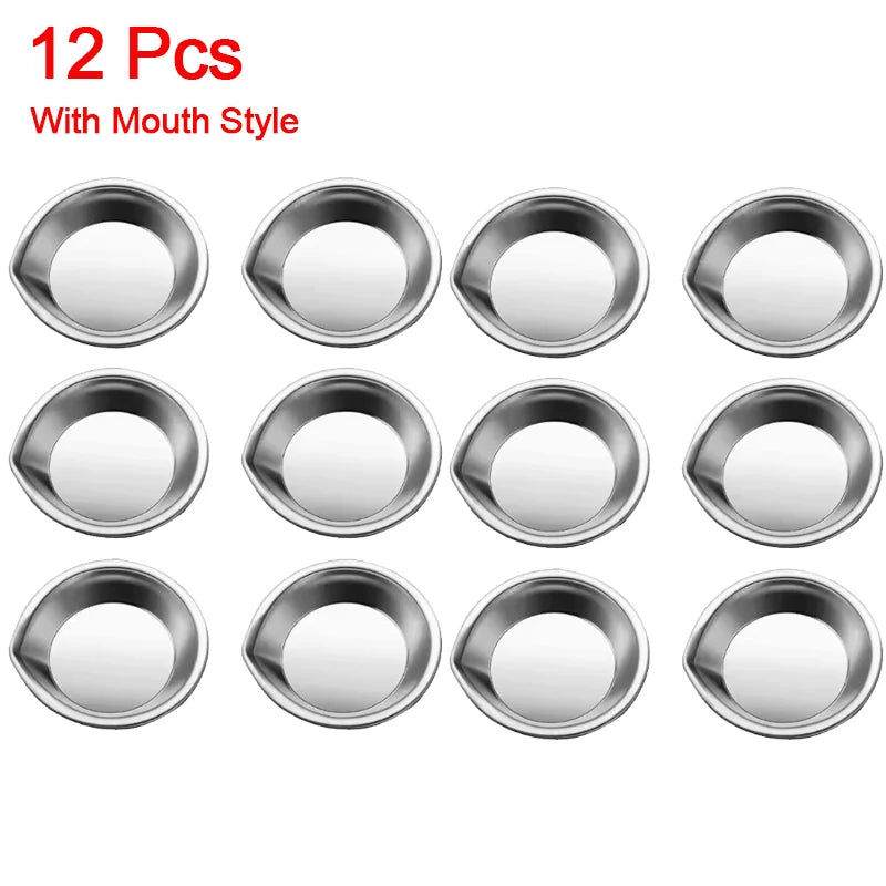 12-Piece Stainless Steel Paint Mixing Palettes - Small Round Art Watercolor Trays