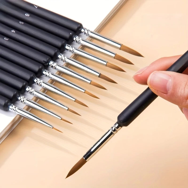 Miniature Detail Paint Brush Set 11pcs Fine Art & Nail Art Brushes for Acrylic Oil Watercolor