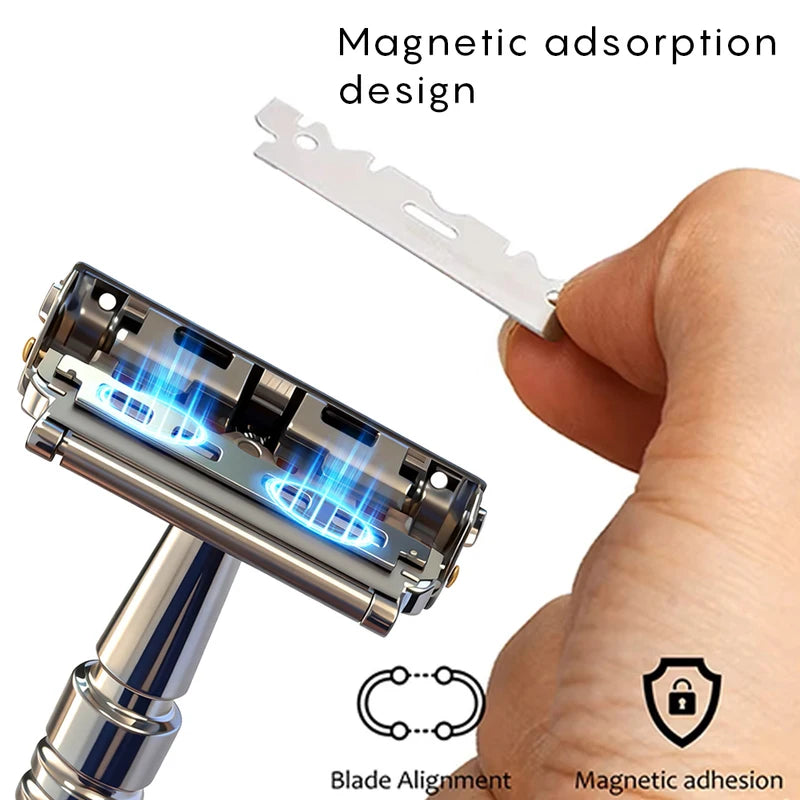 Reusable Twin Half Blade Safety Razor with Travel Case - Men’s Grooming