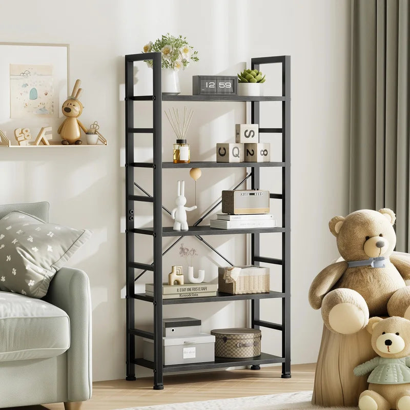 5-Tier Wooden Display Bookcase Shelf - Space-Saving Vertical Storage