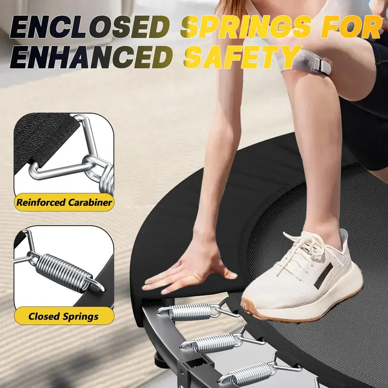 Foldable 40-Inch Fitness Rebounder Trampoline for Adults with Adjustable Handle