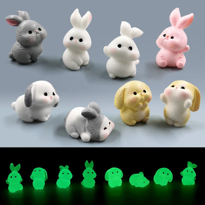 Easter Rabbit Figurine Set - Cute DIY Home Decor for Fairy Garden & Miniature Displays
