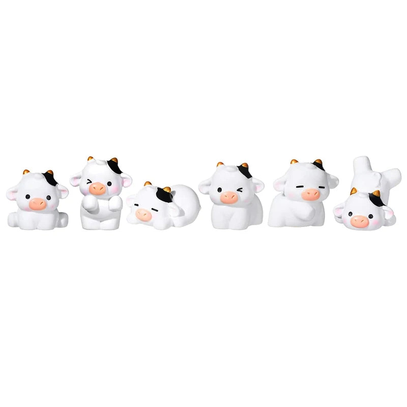 Miniature Cow Animal Resin Garden Ornaments Set - Fairy Garden & DIY Decor