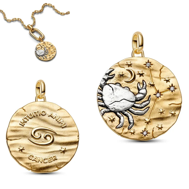Sterling Silver Zodiac Sign Cat Flower Earrings & Necklace Set for Women Jewelry Gift