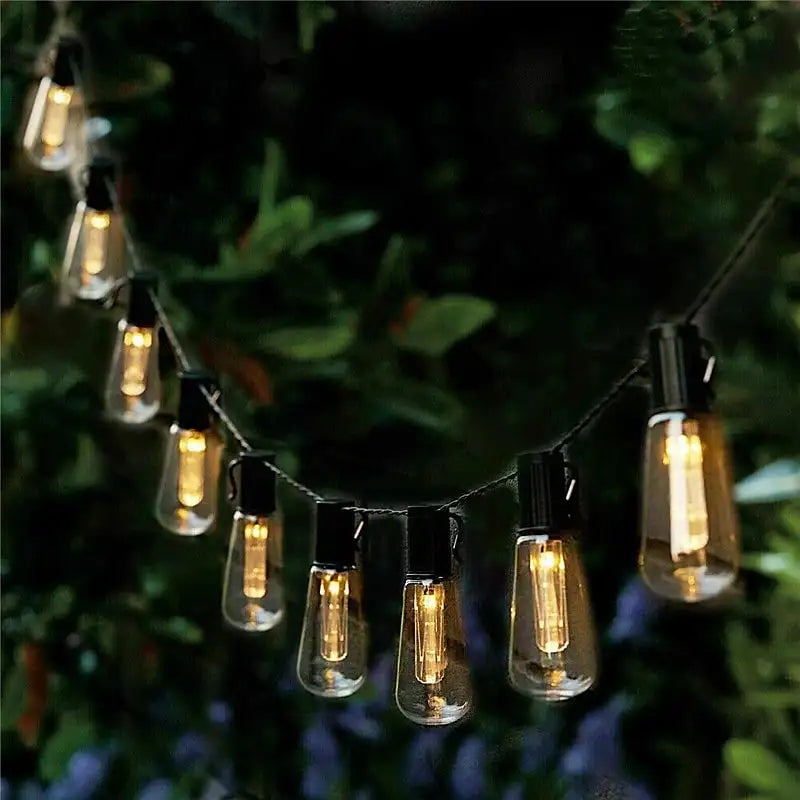 Outdoor Solar String Lights LED IP65 Waterproof Edison Bulb for Garden & Party