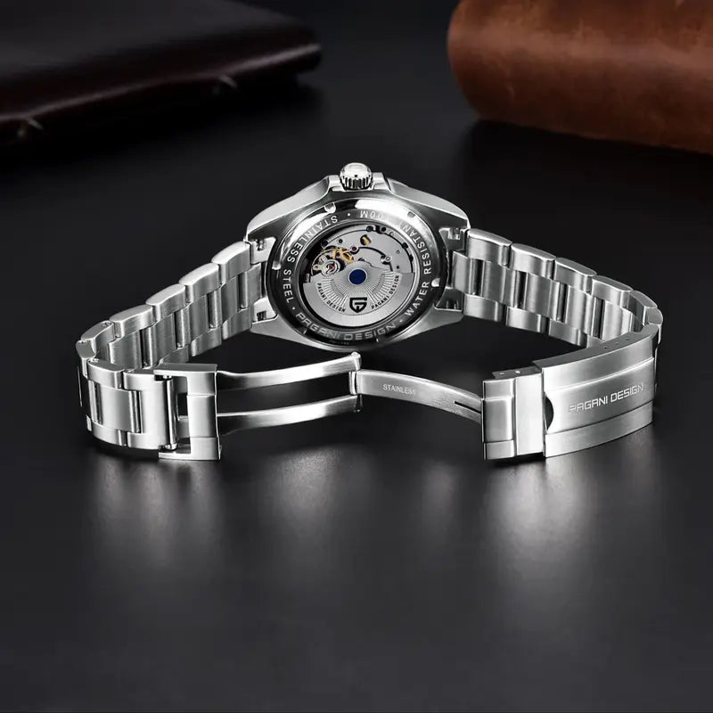 Men's Automatic GMT Watch 40mm Stainless Steel Waterproof Sapphire Crystal