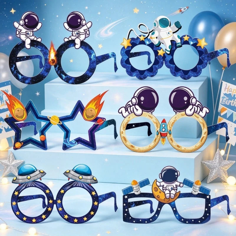 Space Themed Birthday Party Decorations - Photo Booth Props Set, 6 or 12 Pieces