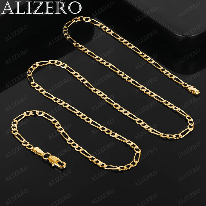 18K Gold Figaro Chain Necklace for Men Women Hip Hop Punk Jewelry 40-75cm