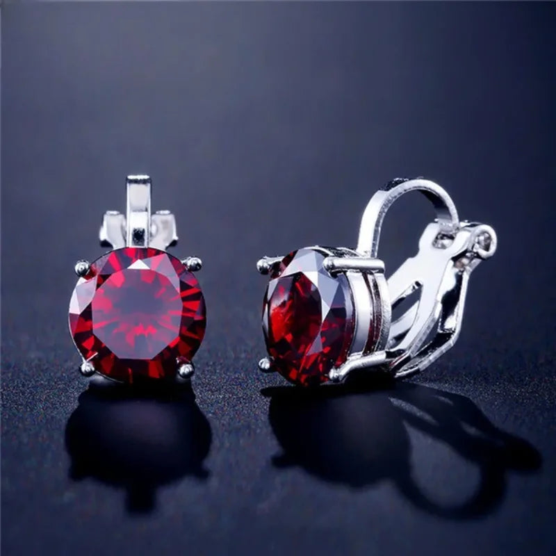 Round Cubic Zirconia Copper Clip Earrings for Women - Gold, Black, Rose & Rhodium Plated Jewelry