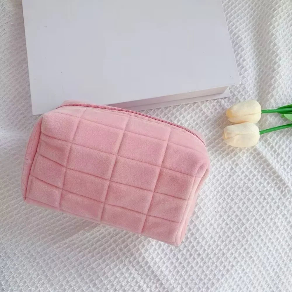 Small Cosmetic Bag for Travel and Makeup Storage - Portable Plush Organizer