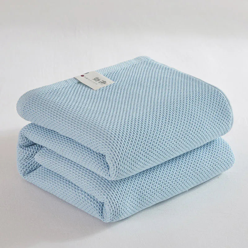 Cotton Bed Blanket Waffle Plaid Bedspread for Queen King & Sofa - Summer Quilt
