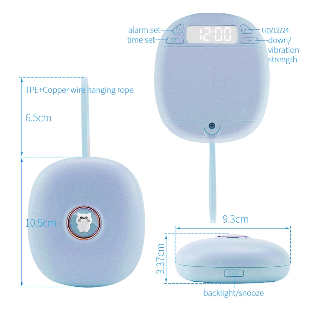 Silent Vibration Alarm Clock with LED Display for Sleep & Travel - Creative Cute Pet Design