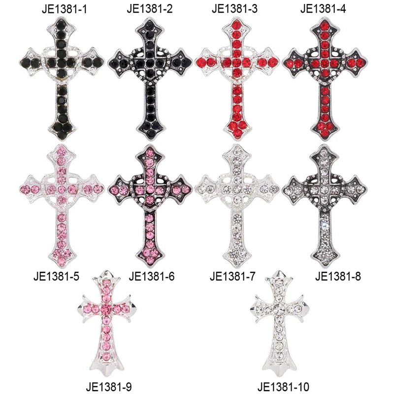 Luxury Cross Nail Art Charms Set - 5pcs 3D Rhinestones for Manicure DIY