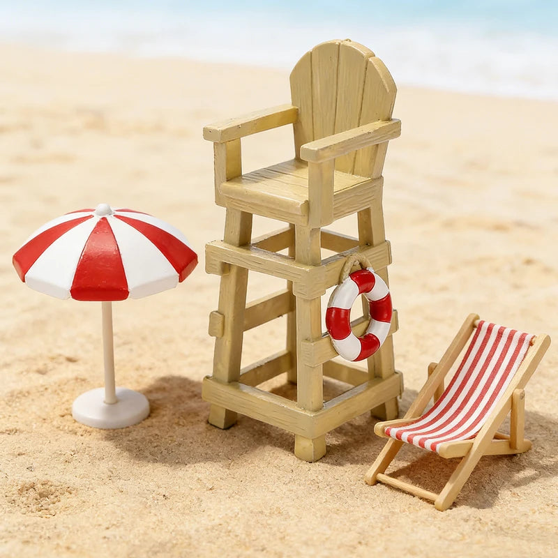 Summer Beach Garden Sculpture Set - Ocean Model Ornaments for DIY Home Decor