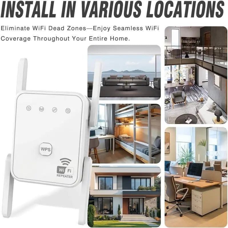 WiFi Signal Booster Extender 300Mbps Wall-Penetrating Repeater with Ethernet Port