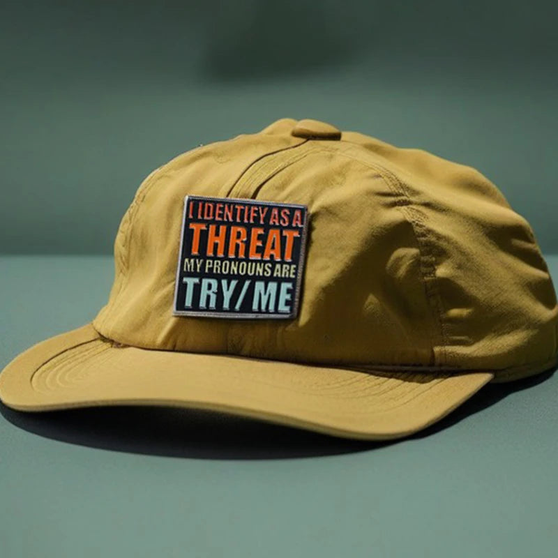 Funny Lapel Pin I Identify As A Threat Sayings Badge Humor Accessories
