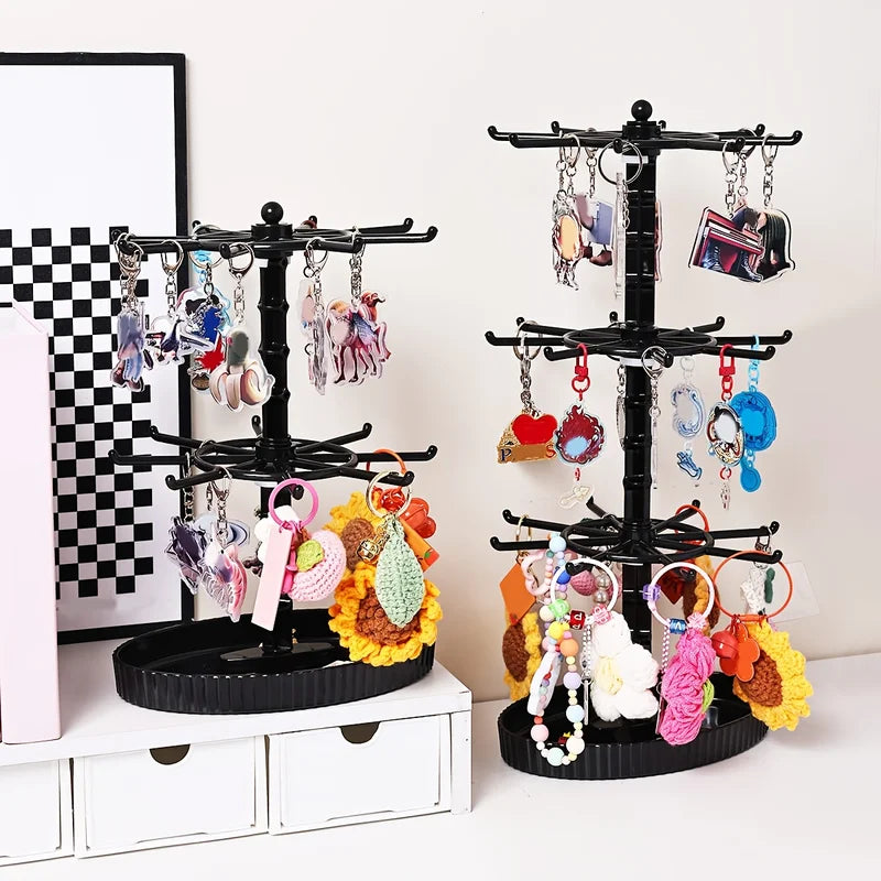 Multi-Layer Rotatable Jewelry Display Rack with Hooks for Organizing Bracelets & Accessories