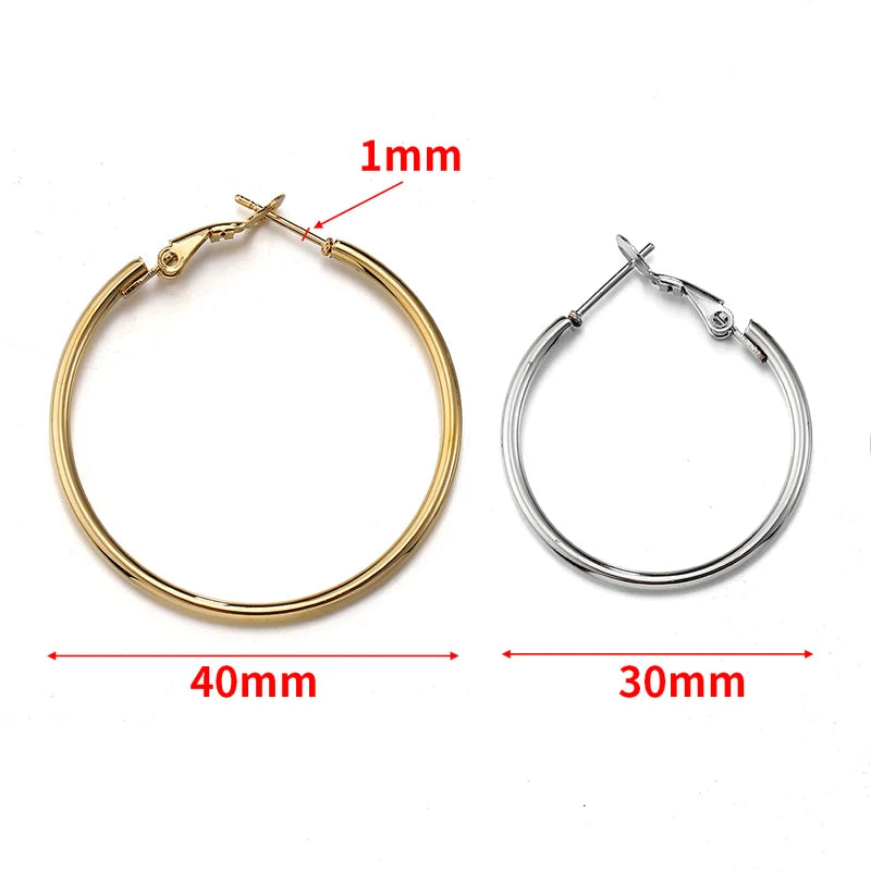 Stainless Steel Hoop Earrings Set - Large Round Earrings for Women Jewelry Making DIY