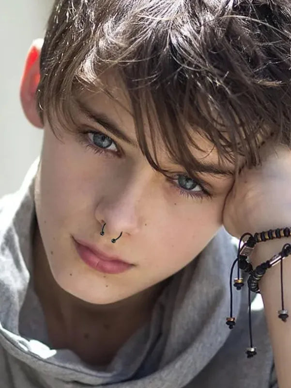 Magnetic Nose Ring Non-Pierced Horseshoe Nose Clip Stainless Steel Jewelry Set