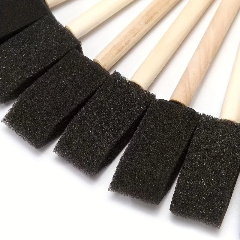 Wooden Handle Foam Paint Brush - Sponge Brush for DIY Painting & Dyeing