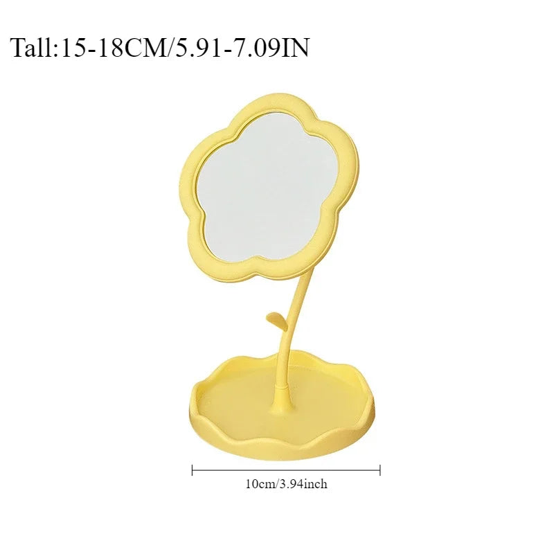 Creative Desktop Flower Mirror for Dorm Room Vanity Home Decor