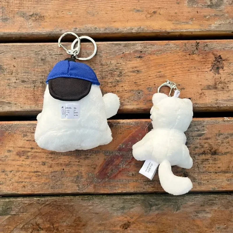 Kpop TWS Ghost Cat Plush Keyring - Cute Stuffed Animal Keychain