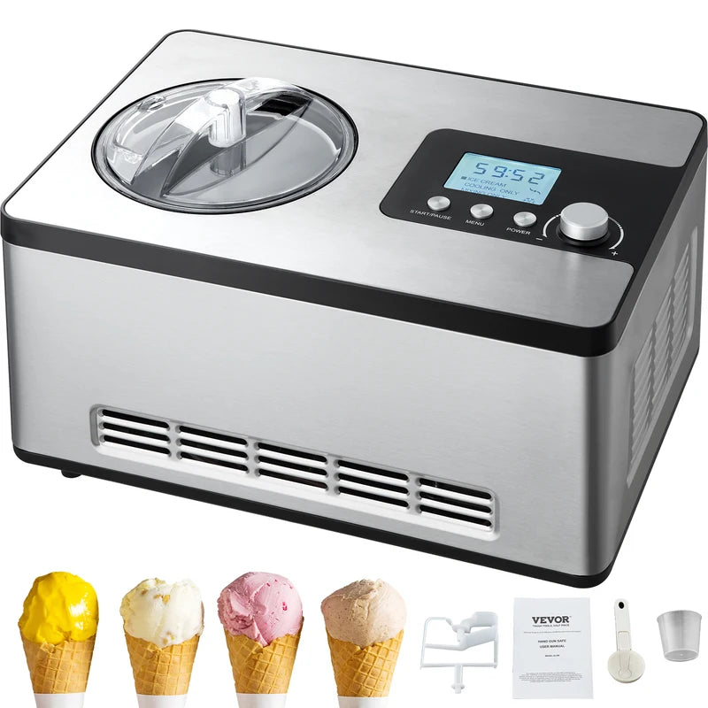 Automatic Ice Cream Maker 2QT with Built-in Compressor, No Pre-Freezing, Multiple Modes