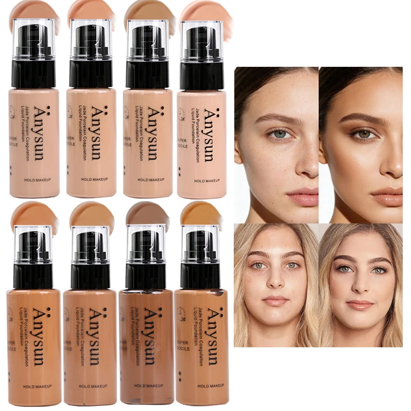 Long-lasting Liquid Concealer Foundation Waterproof Sweatproof Natural Matte Finish