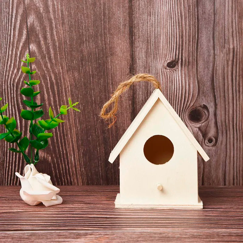 Wooden Mini Bird House Outdoor Hanging Bird Cage Garden Birdhouse Decoration