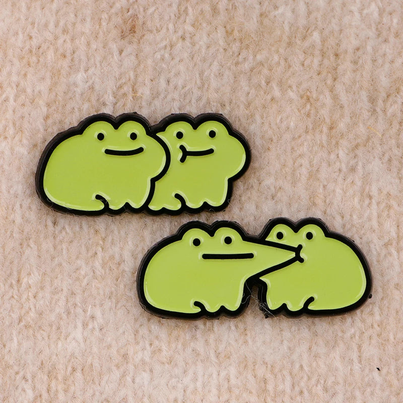Cute Frog Enamel Pin Cartoon Animal Badge for Backpack, Jacket, or Costume