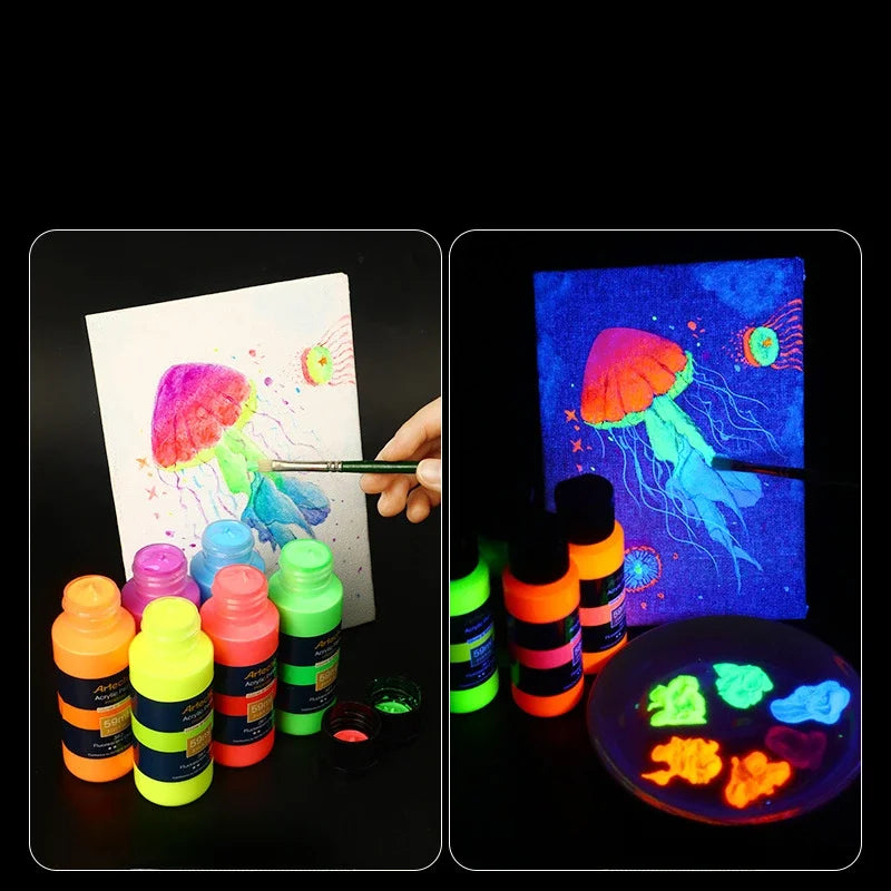 Luminescent Acrylic Paint Set 58ml Multi-Color for Ceramic Glass Fabric DIY Art
