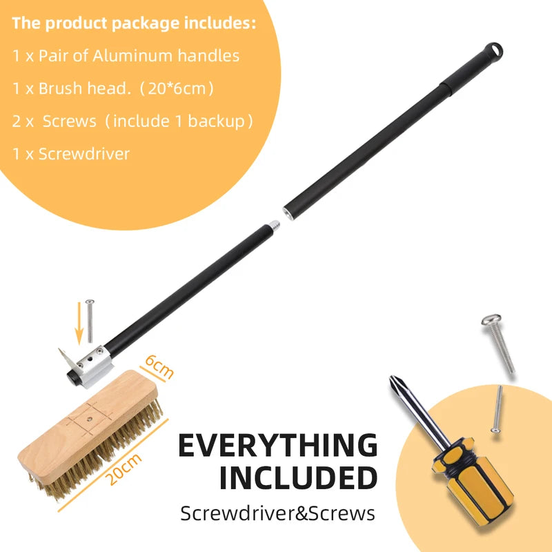Pizza Oven Brush Copper Bristle Grill Cleaning Tool Long Handle Kitchen Brush