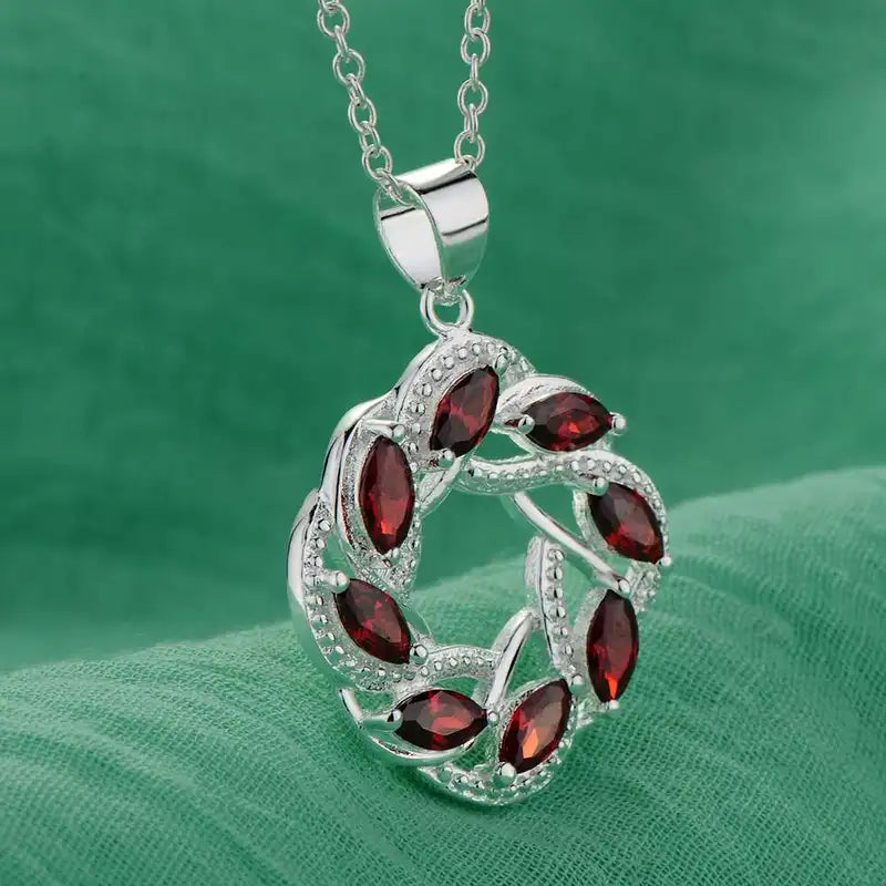 Sterling Silver Necklace Pendant with Purple Zircon for Women Wedding Engagement Jewelry