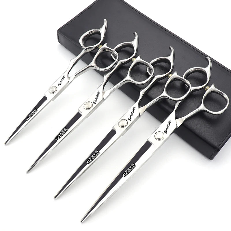 Professional Barber Scissors 6-9 Inch Flat Teeth Hair Cutting Shears - Multiple Colors
